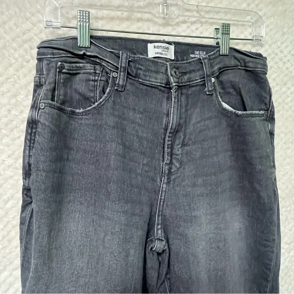 Kensie Womens The Ella High Rise Straight Jeans Size 6 Charcoal Cotton
